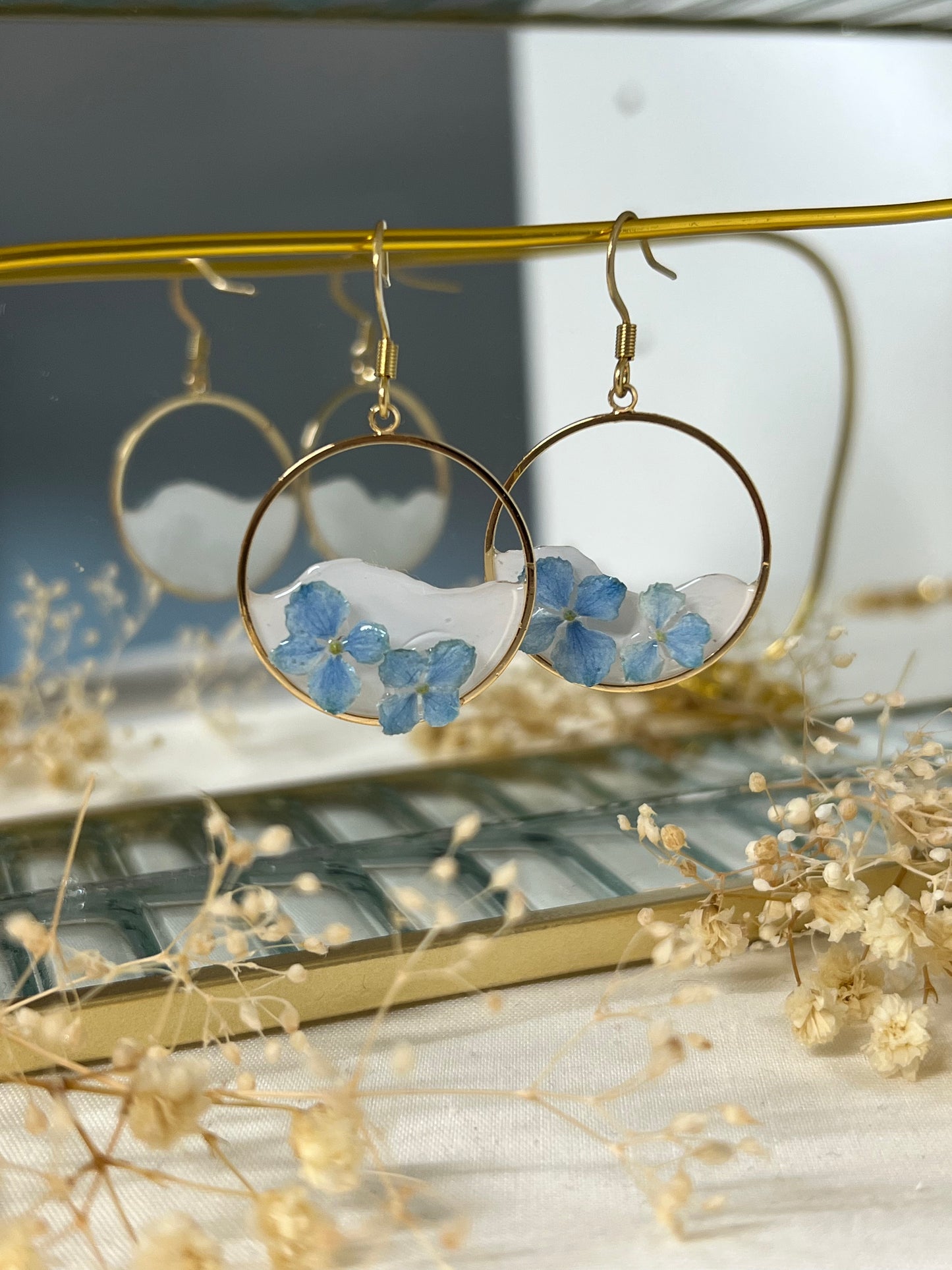 Pendientes de Hortensia Azul