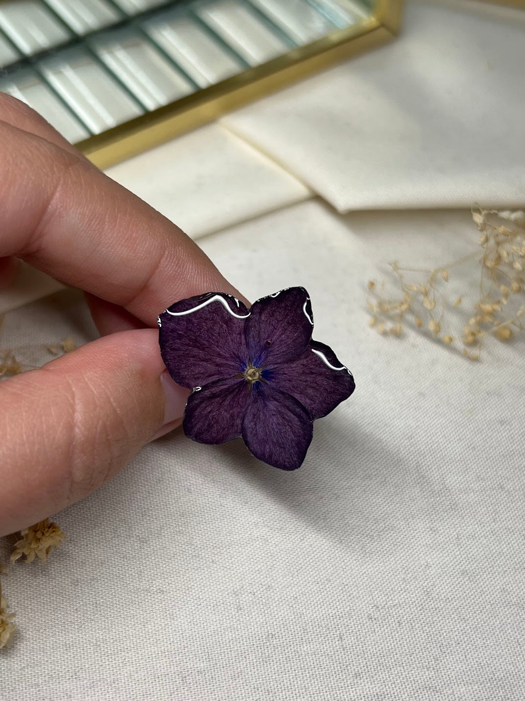 Anillo de Hortensia Rosada