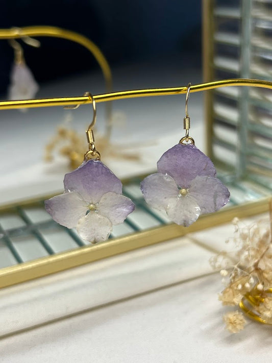 Pendientes de Hortensia Lila