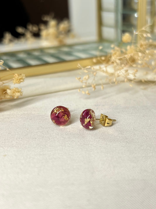 Pendientes de Rosa Roja Botón